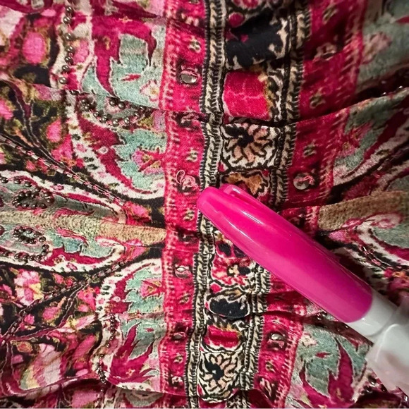 Anthropologie Tanvi Kedia Sunpass Beaded Dress Size M Rayon Pink Orange - Picture 11 of 13